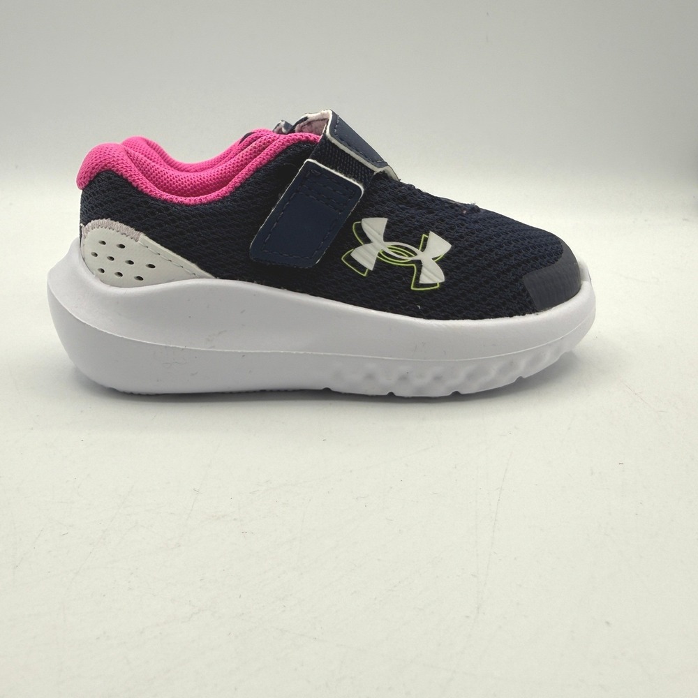 Under Armour Surge 4 AC Girls 5K Navy Pink Athletic Running Shoes 3027110-410